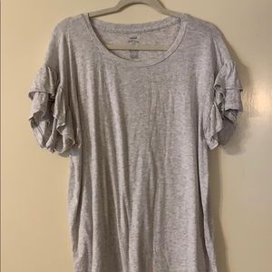 Grey comfy tee with flutter sleeves!